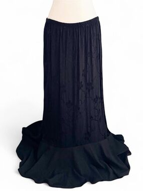 Vintage 90s Spencer Alexis Black Floral Maxi Skirt Plus Size 2X